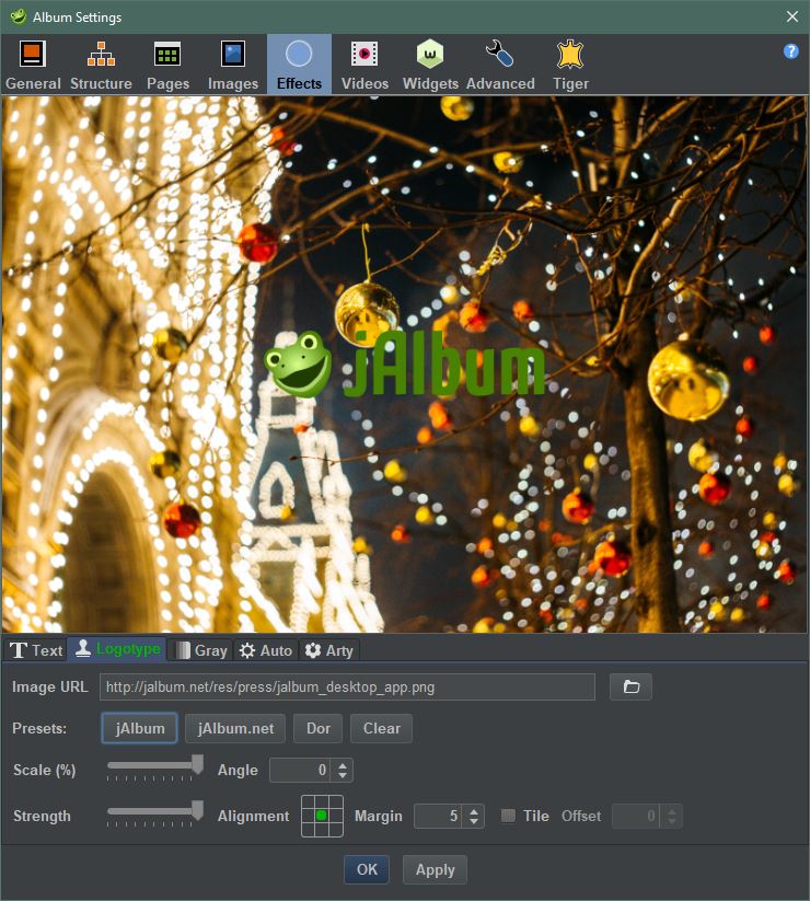 jAlbum 15's User Interface