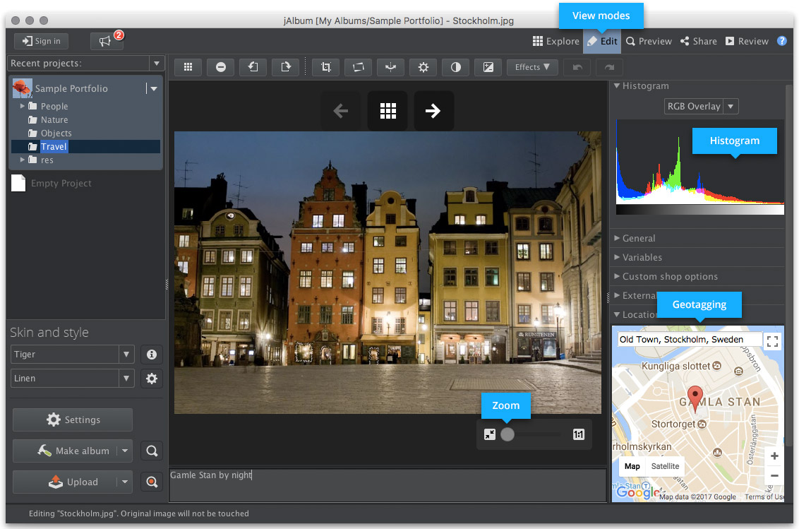 jAlbum 15's User Interface